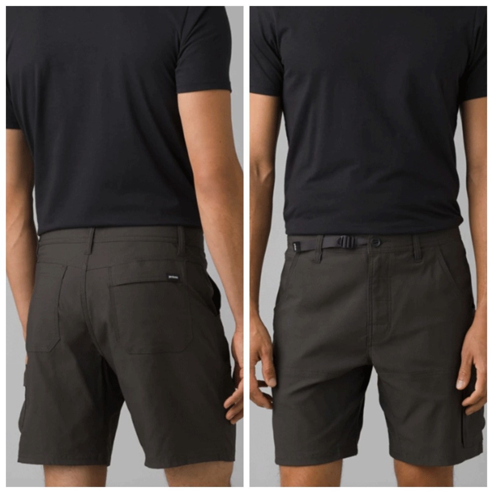 prAna Stretch Zion Short II Mens 34 Dark Iron Hiking Cargo Shorts NWT 10" inseam